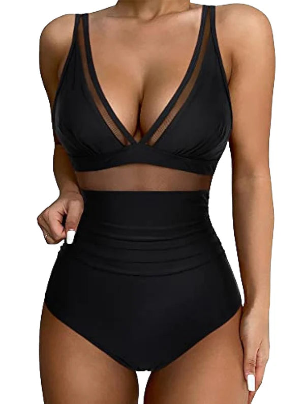 V‑Neck Mesh Bodysuit Sculpting and Stylish Shapewear - Alkoor200