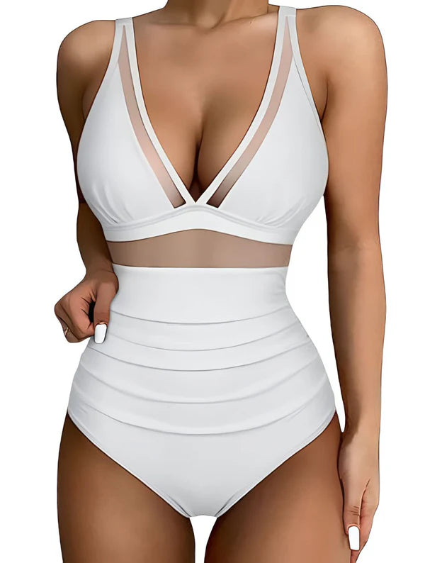 V‑Neck Mesh Bodysuit Sculpting and Stylish Shapewear - Alkoor200